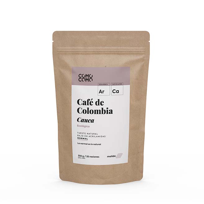 Café de Colombia con cafeína molido 250g ecológico