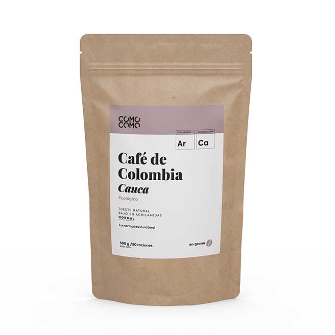 Café de Colombia con cafeína en grano 500 g ecológico